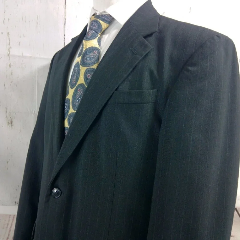 David Taylor Charcoal Striped Suit Blazer 42L